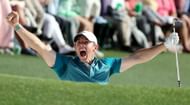 Rory McIlroy celebrating his incredible bunker shot